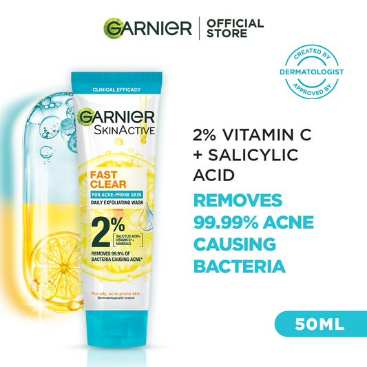 Garnier Fast Clear Acne Prone Face Wash 50ml