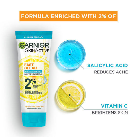 Garnier Fast Clear Acne Prone Face Wash 100ml
