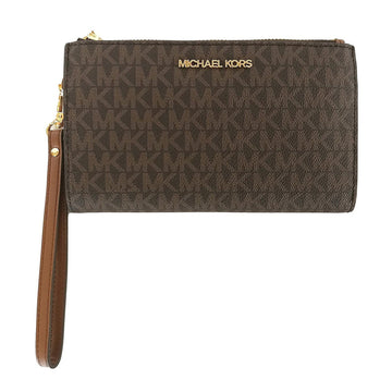 Michael Kors Jet Set Travel Double Zip Wristlet Leather Wallet