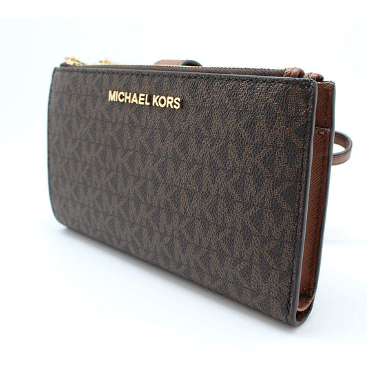 Michael Kors Jet Set Travel Double Zip Wristlet Leather Wallet