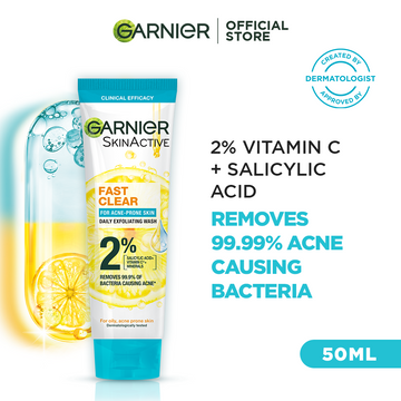 Garnier Fast Clear Acne Prone Face Wash 50ml