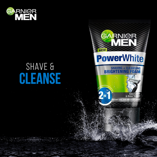 Garnier Men Power White 2-in-1 Fairness Facewash and Shaving Foam 100ml