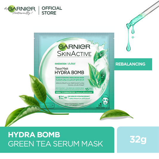 Garnier Skin Active Hydra Bomb Green Tea Tissue Face Mask Hydrating and Rebalancing