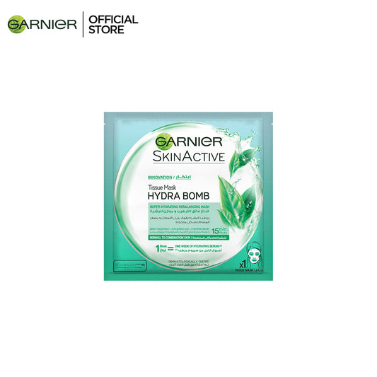 Garnier Skin Active Hydra Bomb Green Tea Tissue Face Mask Hydrating and Rebalancing