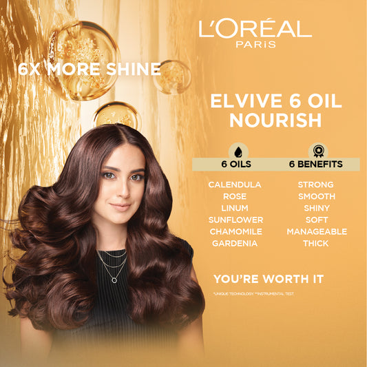 Loreal Paris Elvive 6 Oil Nourish Shampoo 360 ml - For Dull & Dry Hair